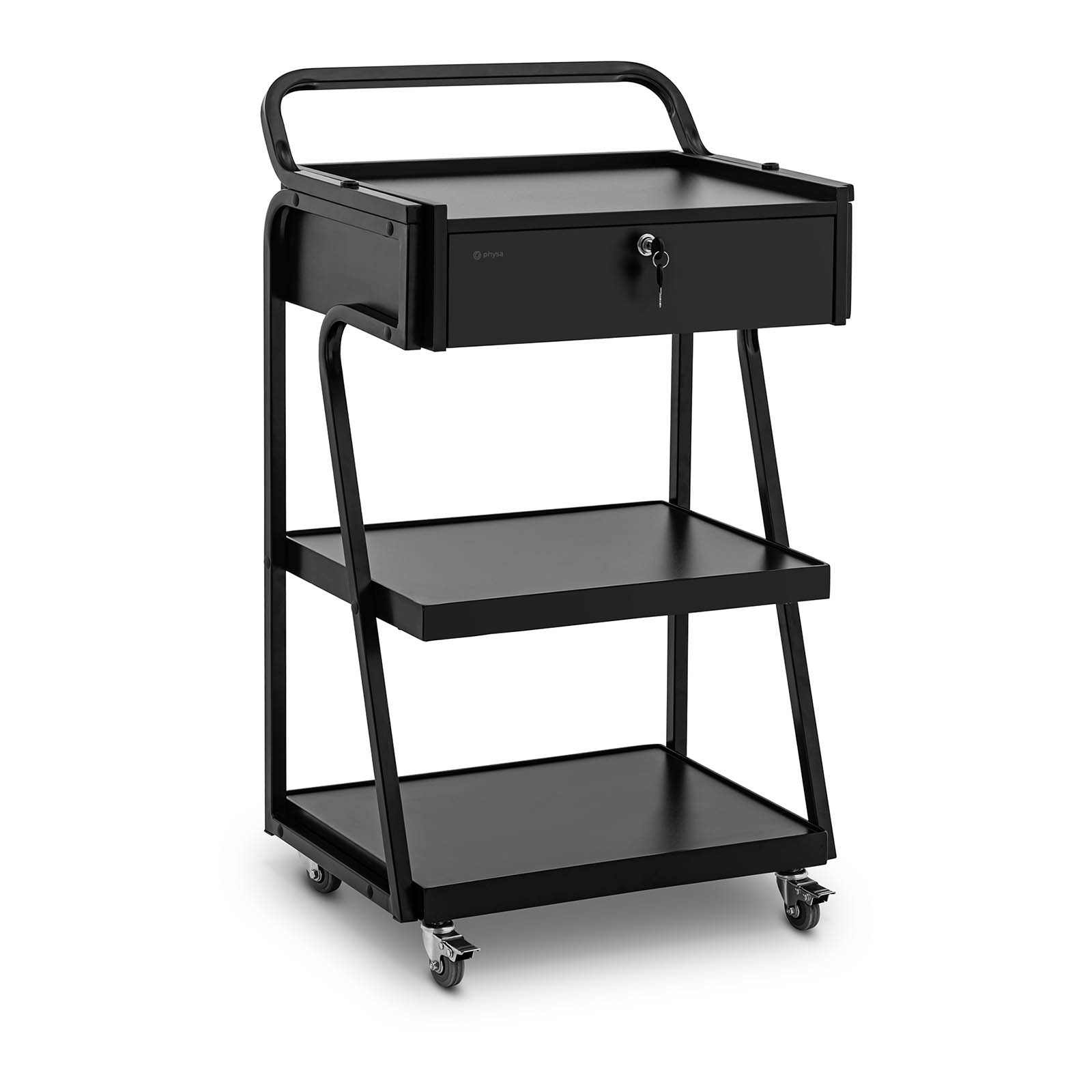 Factory second Cosmetic trolley - 1 lockable drawer - 3 Shelves - max. 80 kg - black