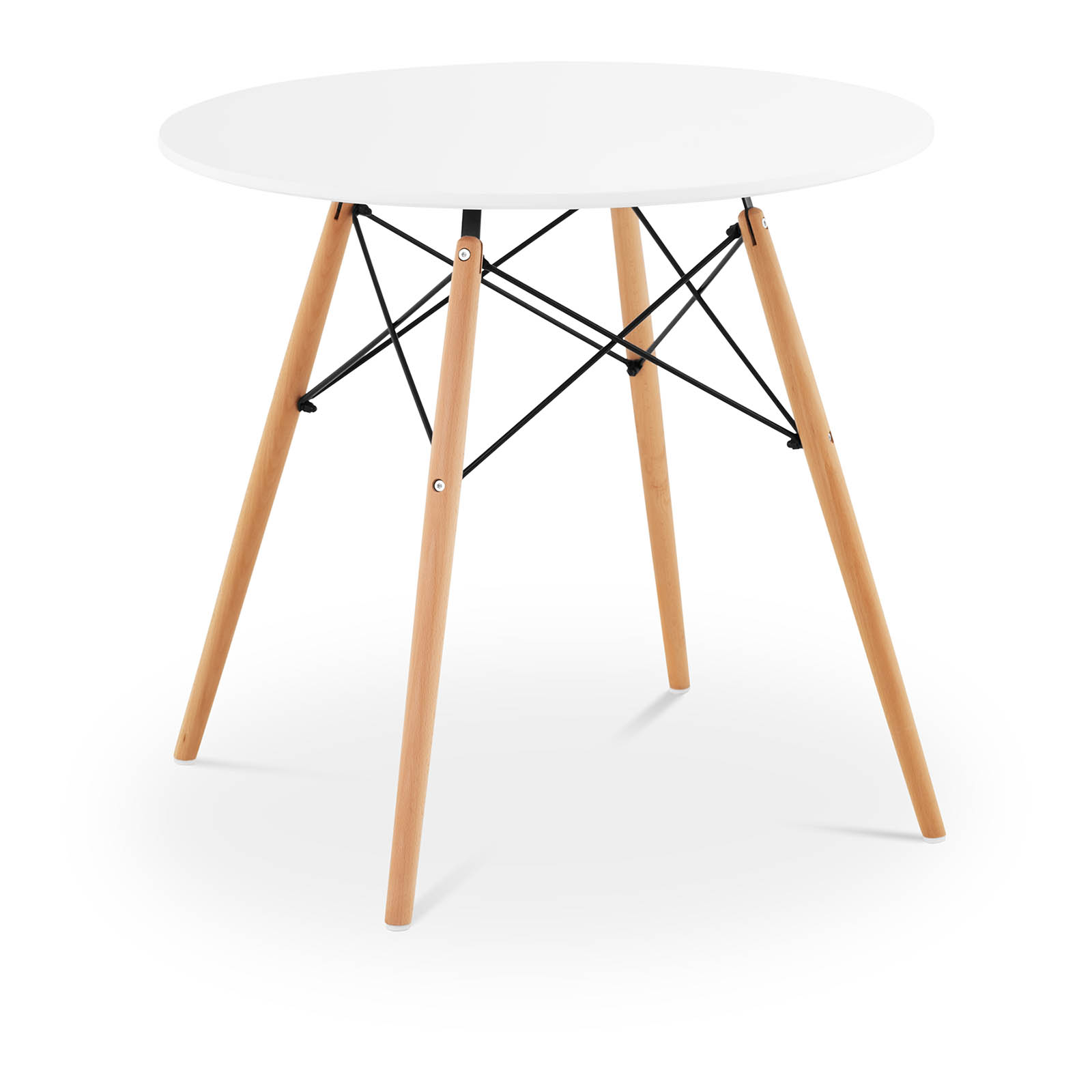Table - round - Ø 80 cm - white - black metal struts